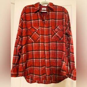Red Plaid Button-Up Shirt XL